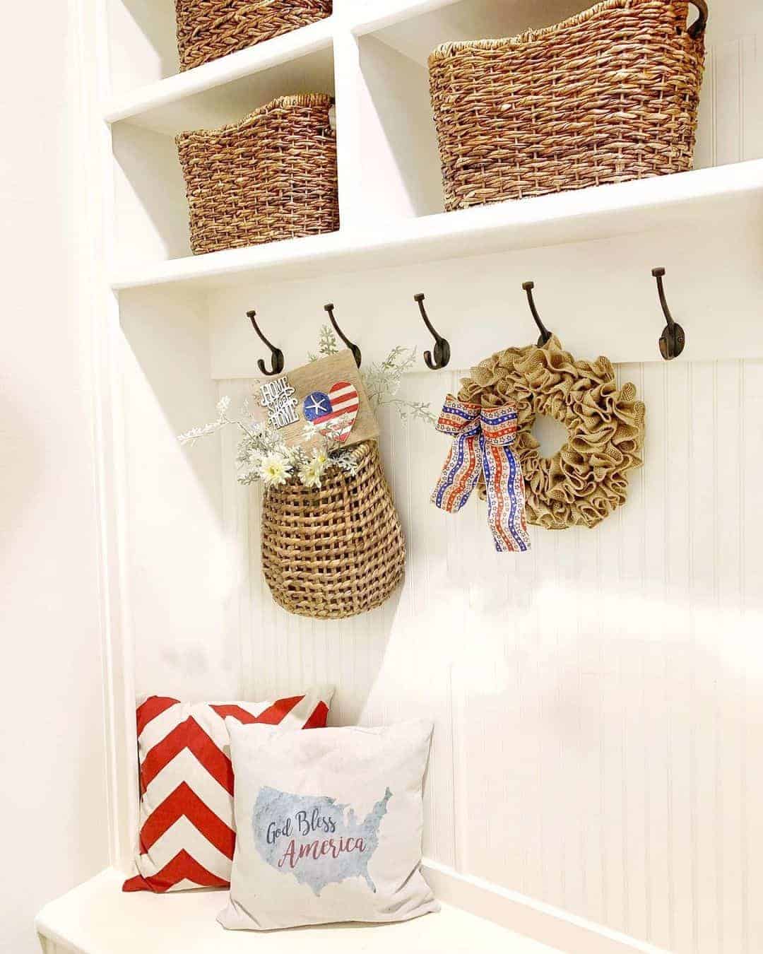 10 of  Fourth of July-themed Mudroom Bench