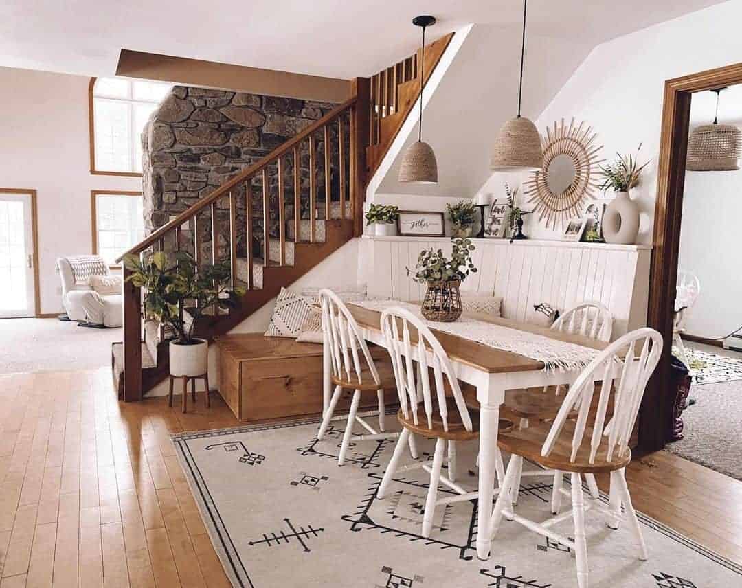 16 of  Dining Nook Stair Case with Wood Spindles