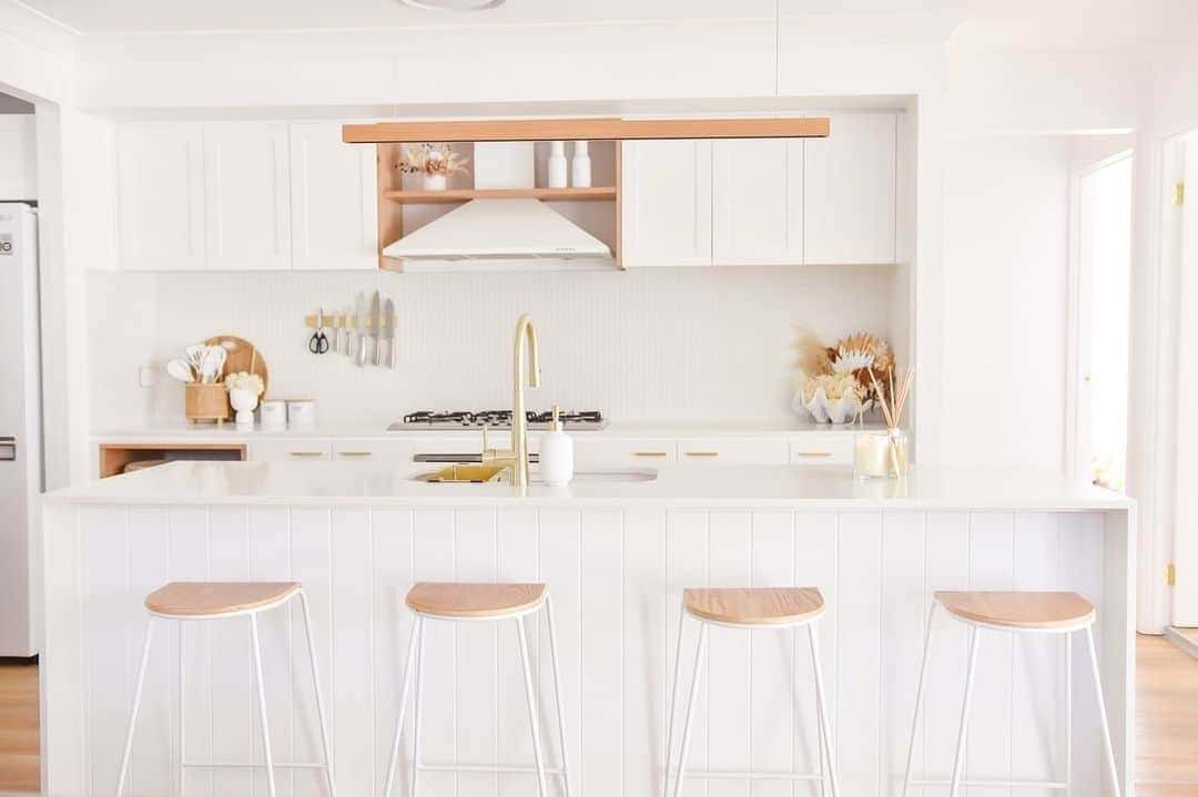 05 of  White Kitchen With Light Wood Accents