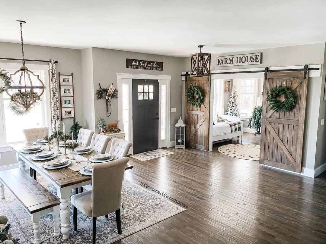 17 of  Farmhouse Sliding Barn Doors with Wreaths