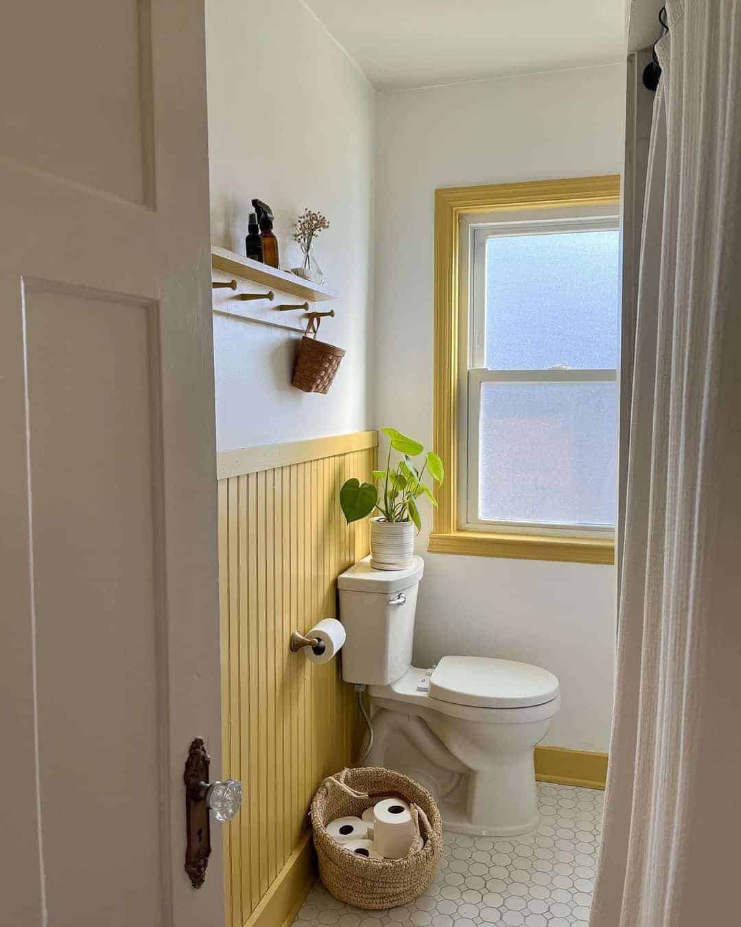 06 of  Yellow Beadboard Wainscoting in Bathroom