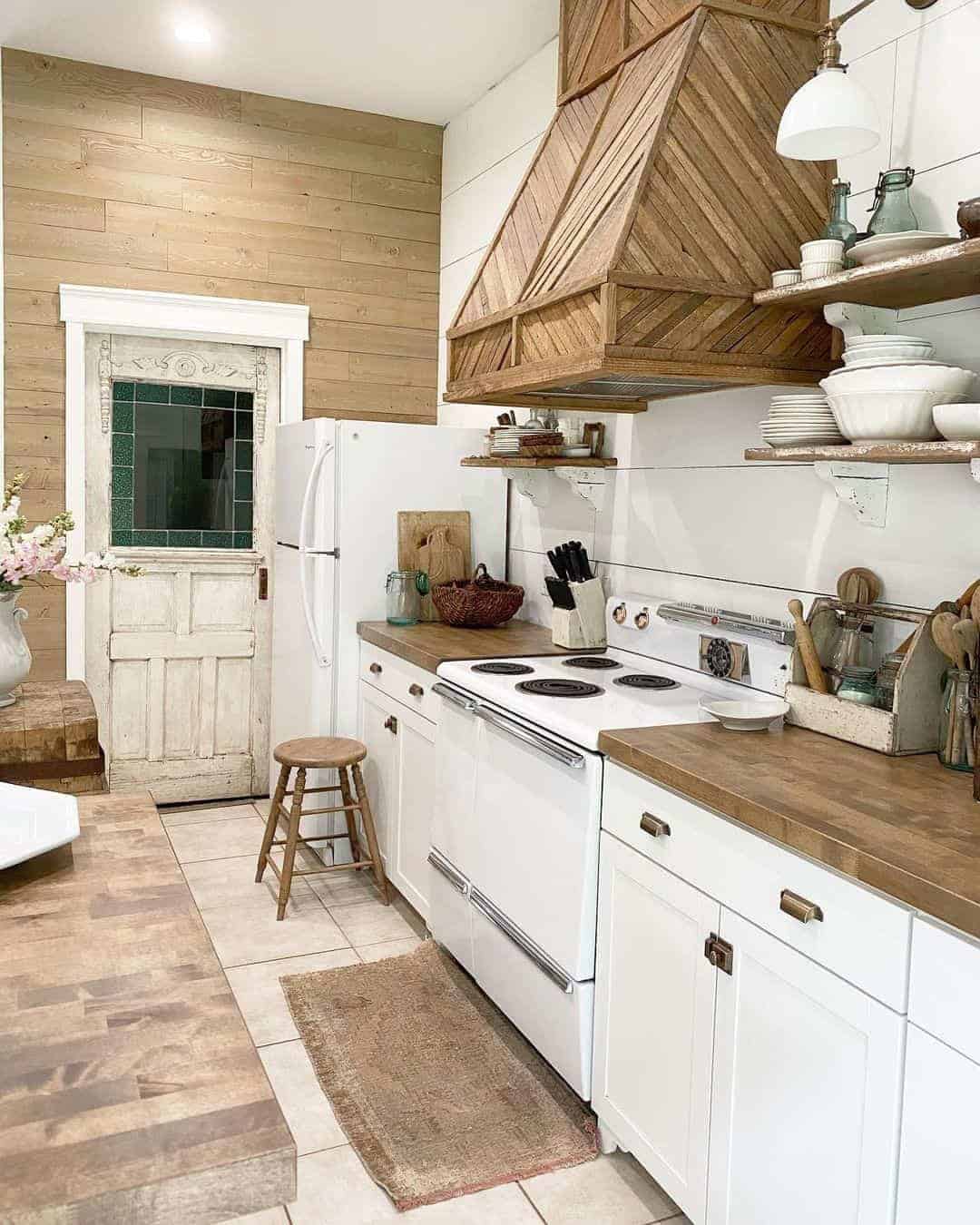 13 of  White and Wood Kitchen with Antique Door