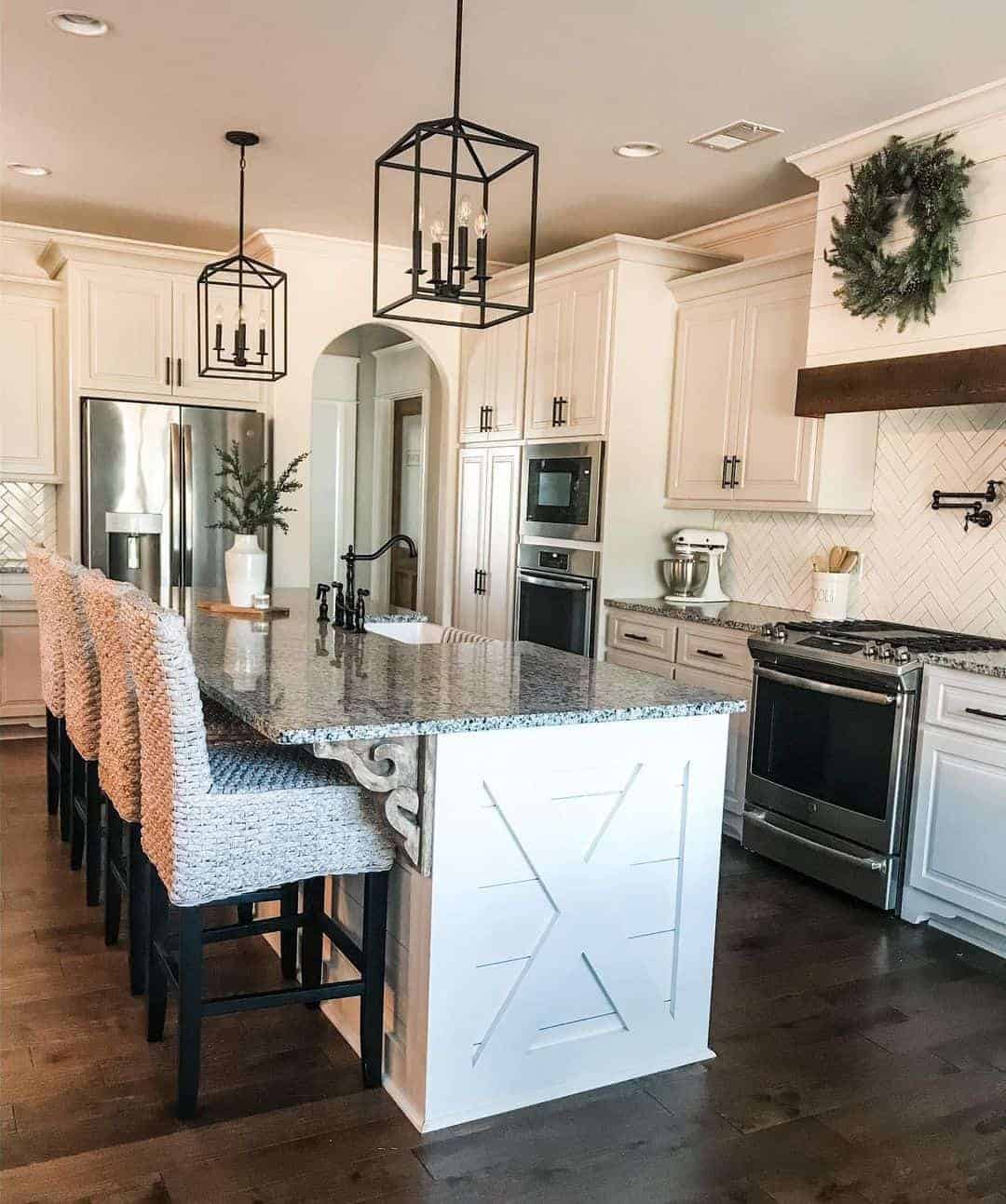 35 of  Black Caged Pendant Lighting Over Kitchen Island